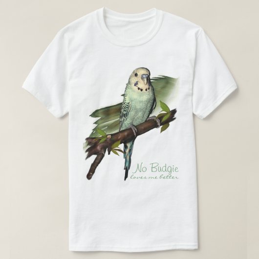 青いBudgieの芸術のティー Tシャツ (デザイン正面)