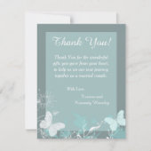 青いButtefly 4x5の平らな結婚式のサンキューカード サンキューカード (正面)