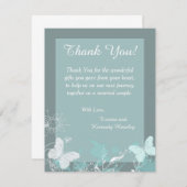 青いButtefly 4x5の平らな結婚式のサンキューカード サンキューカード (正面/裏面)