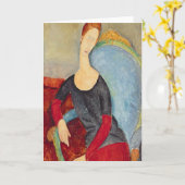 青いChairのHebuterne、1918年夫人 カード (黄色い花)