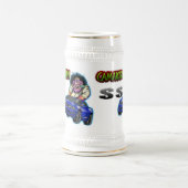 青いChevy Camaro SSステイン-白か金ゴールド ビールジョッキ (中央)