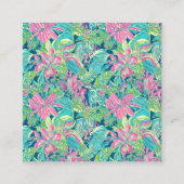 青いChinoiserieのコールカード、モノグラムのエンクロージャ スクエア名刺 (裏面)