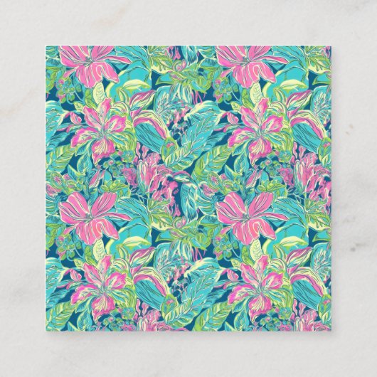 青いChinoiserieのコールカード、モノグラムのエンクロージャ スクエア名刺 (裏面)