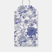 青いChinoiserieのフローラビクトリアンベビーシャワー ギフトタグ (裏面)
