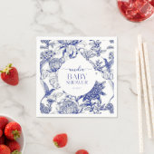 青いChinoiserieのフローラビクトリアンベビーシャワー スタンダードカクテルナプキン (インサイチュ)