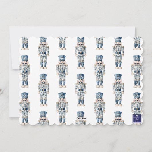 青いChinoiserieクリスマスくるみ割り写真 シーズンカード (裏面)