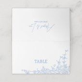 青いChinoiserieトイレデジュイテーブルシーティング プレイスカード (外部開封)