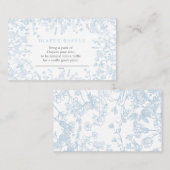 青いChinoiserieフローラおむつラッフルカード、ゲーム 名刺 (正面/裏面)
