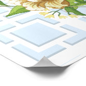 青いChinoiserieフローラベビーシャワー歓迎サイン ポスター (角)