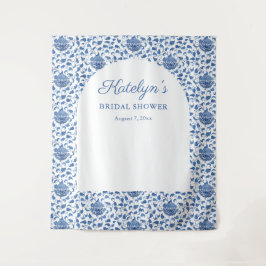 青いChinoiserieブライダルシャワー写真の背景 タペストリー