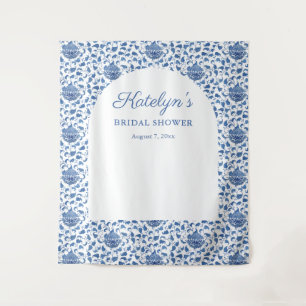 青いChinoiserieブライダルシャワー写真の背景 タペストリー