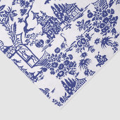 青いChinoiserie青いフローの切り離し 薄葉紙 (詳細)