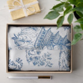 青いChinoiserie青いフローの切り離し 薄葉紙 (ギフト)