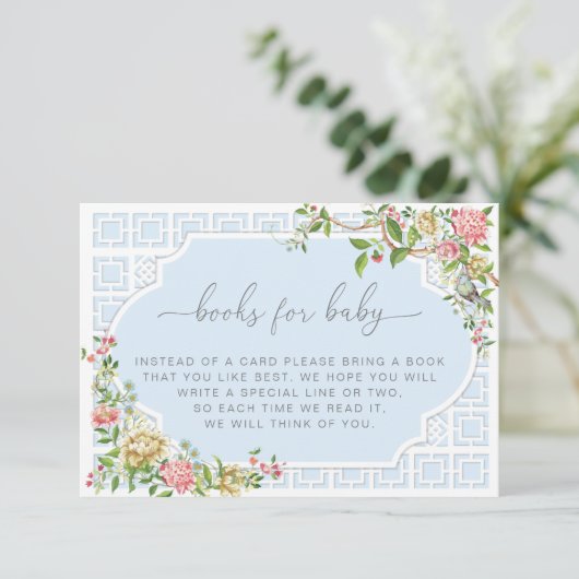 青いChinoiserie Booksリクエストカード – Trianon エンクロージャーカード (スタンド正面)