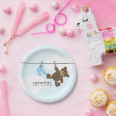 青いClotheslineの男の子のベビーシャワー ペーパープレート (パーティー)