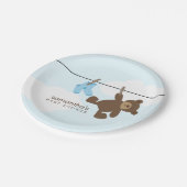 青いClotheslineの男の子のベビーシャワー ペーパープレート (アングル)