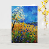 青いcornflowers45.0108 カード (黄色い花)