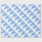 青いCrawfish ラッピングペーパー (フラット)