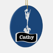 青いCustomizeableのチアリーダーの発育阻害のオーナメント セラミックオーナメント (右)