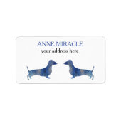 青いdachshund出荷ラベル ラベル (正面)