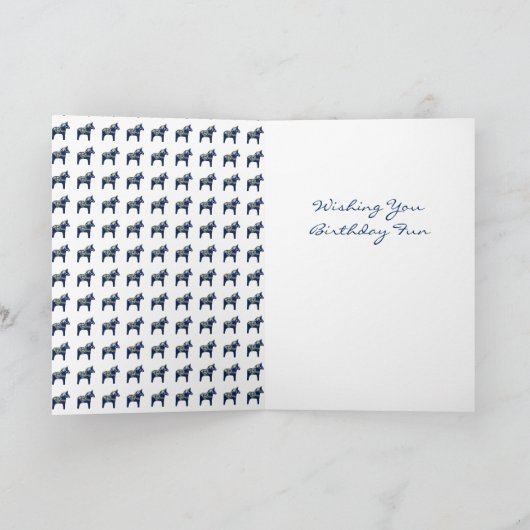 青いDalaの馬のバースデー・カード カード (内部)