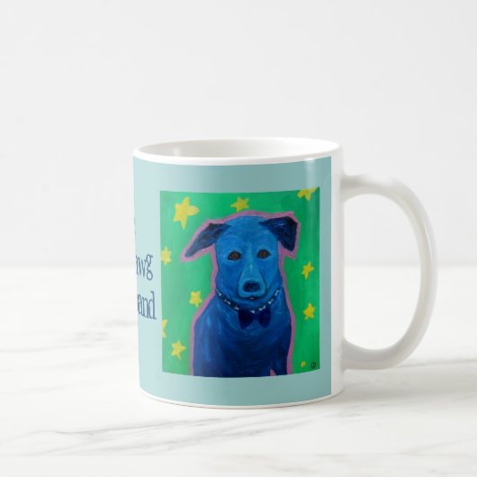 青いdawgの紐バンドのマグ コーヒーマグカップ (右)