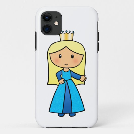青いDresの漫画の切り貼り芸術のかわいいブロンドのプリンセス Case-Mate iPhoneケース (裏面)