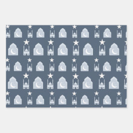 青いEidラッピングペーパーセット3 ラッピングペーパーシート