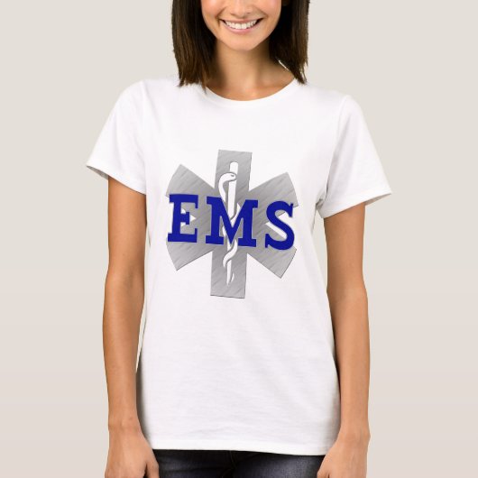 青いEMSの生命の銀製の星 Tシャツ (正面)