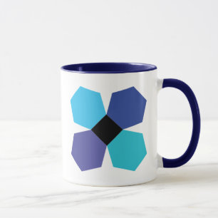 青いEPPの花のブロックのコーヒー・マグ マグカップ
