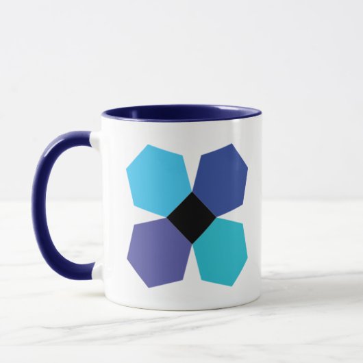 青いEPPの花のブロックのコーヒー・マグ マグカップ (左)