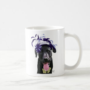 青いFascinatorの黒いラブラドール コーヒーマグカップ