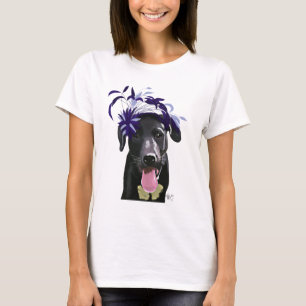 青いFascinatorの黒いラブラドール Tシャツ