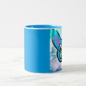 青いFrenchieのコーヒー・マグ ツートーンマグカップ (中央)