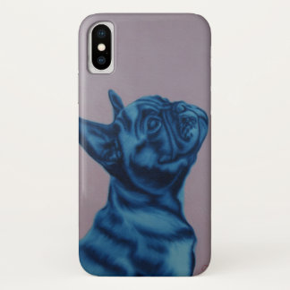 青いFrenchieのiPhoneカバー iPhone X ケース