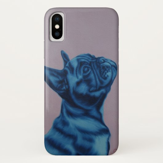 青いFrenchieのiPhoneカバー Case-Mate iPhoneケース (裏面)