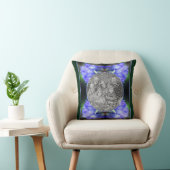 青いGentianフラワーフレーム自分の写真を追加 クッション (椅子)