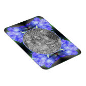 青いGentianフラワーフレーム自分の写真を追加 マグネット (右側)