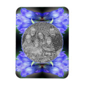 青いGentianフラワーフレーム自分の写真を追加 マグネット (縦)