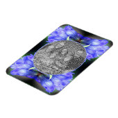 青いGentianフラワーフレーム自分の写真を追加 マグネット (左側)