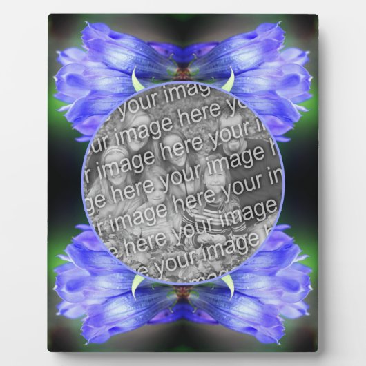 青いGentian Flower自分の写真を追加 フォトプラーク (正面)