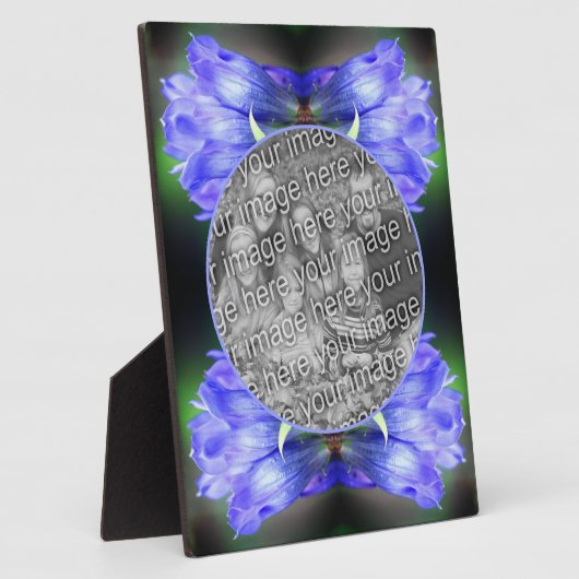 青いGentian Flower自分の写真を追加 フォトプラーク (側面)