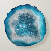 青いGeodeロックミネラルアゲートモダント結晶 ラウンドクッション (裏面)