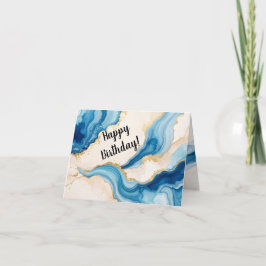 青いGeode抽象芸術グリーティングカード サンキューカード