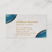 青いGeode Agate白い大理石スクリプエレガントト 名刺 (裏面)