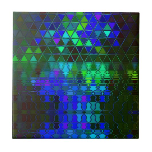 青いglass湖の景色のファンタジー タイル (正面)