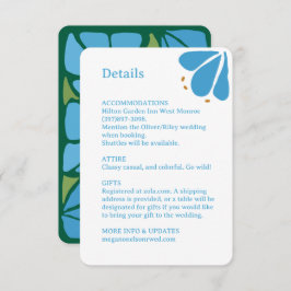 青いGroovyフラワーパターン結婚のエンクロージャカード 出欠カード