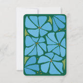 青いGroovyフラワーパターン結婚のエンクロージャカード 出欠カード (裏面)