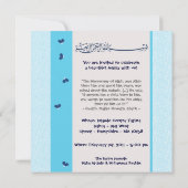 青いhadithのAqiqaのイスラム教の誕生のベビーの招待 招待状 (裏面)