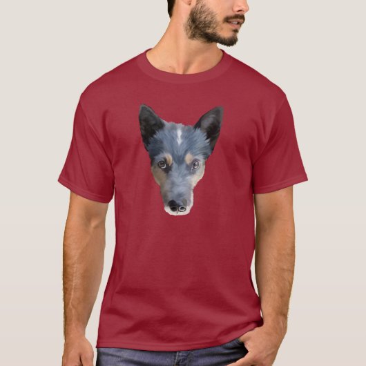 青いHeeler/オーストラリアの牛犬 Tシャツ (正面)